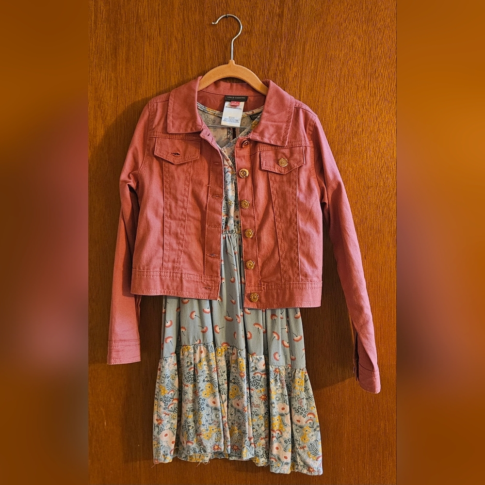 Vince Camuto Pink Jean Jacket Classic Cropped Style
